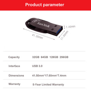 SanDisk Ultra Shift USB 3.0 Flash Disk 128GB 64GB 32GB USB Pendrive 256GB Black Memory Stick For Computer - ORIWHIZ